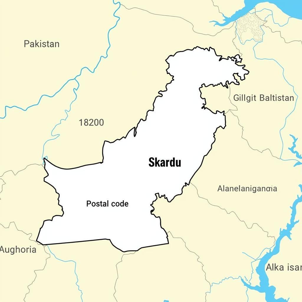 Map of Skardu with Postal Code