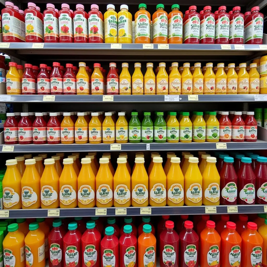 Slice juice variety on display in Pakistan