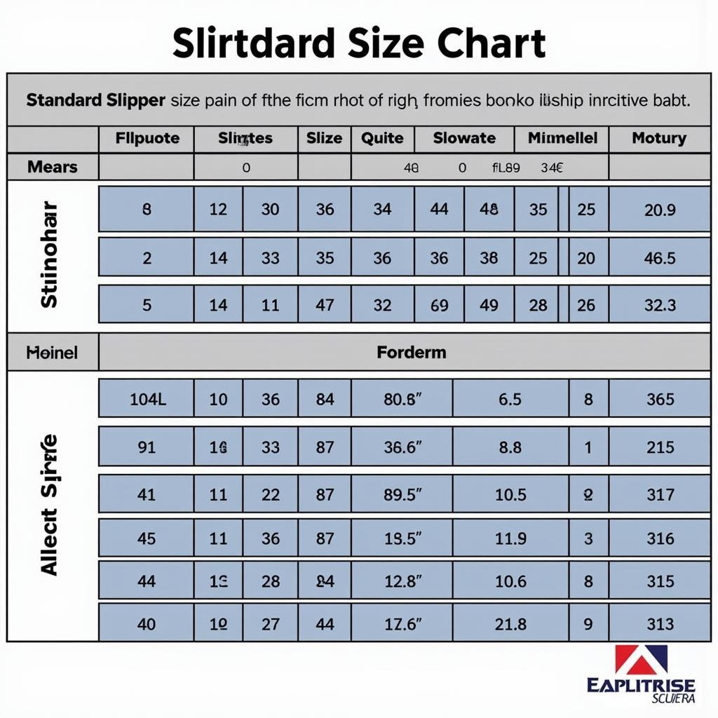 Slipper Size Chart for Reference