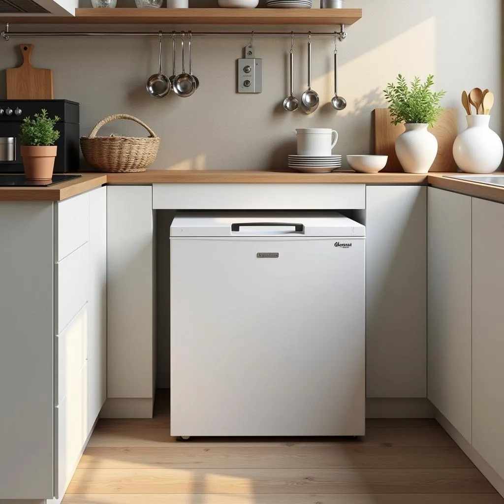 Small Chest Freezer in a Pakistani Kitchen