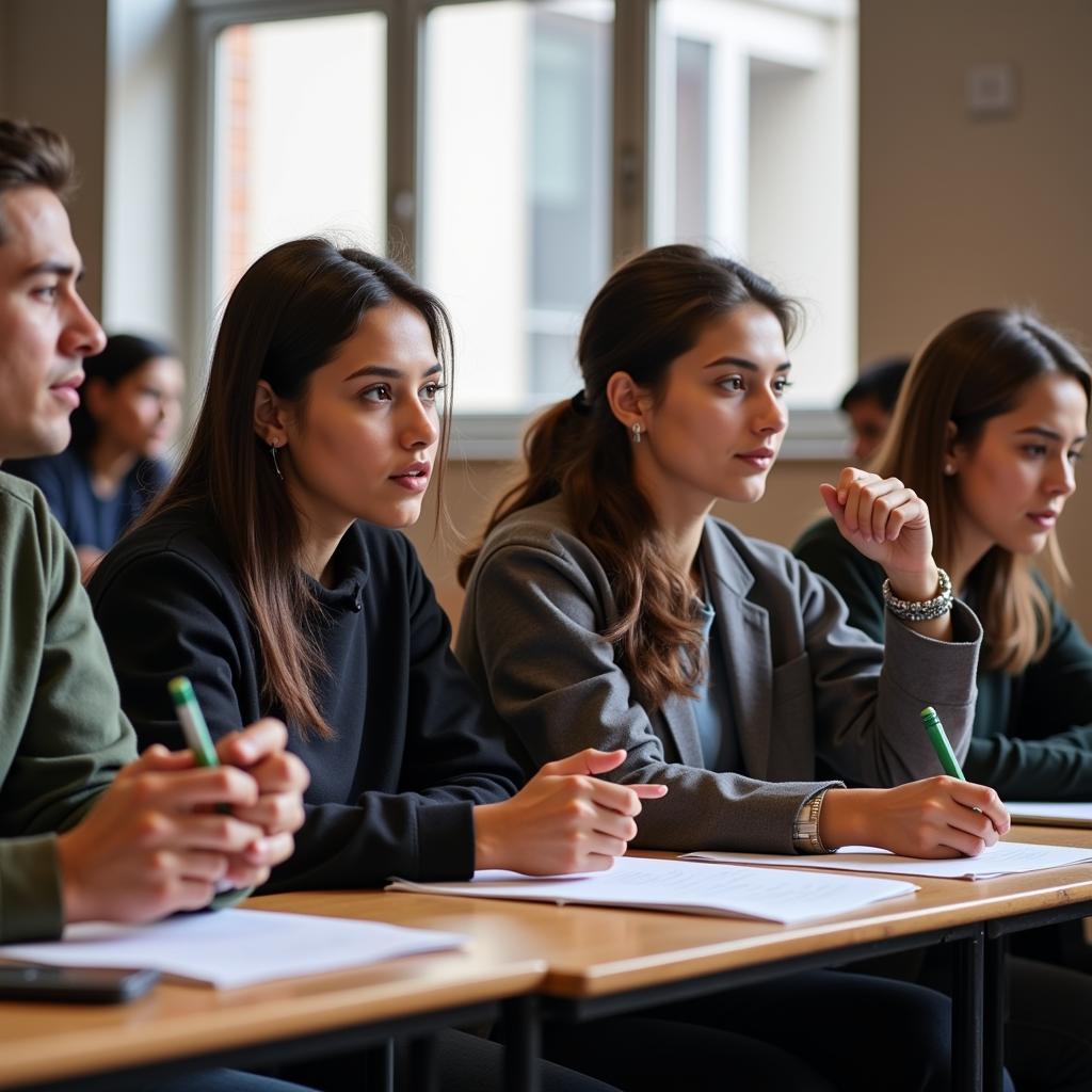 University students engaged in a sociology class.