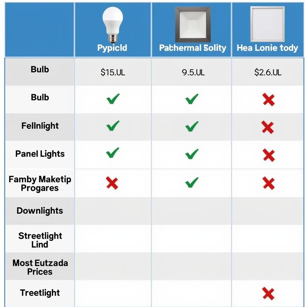 Sogo Light Types Comparison Chart