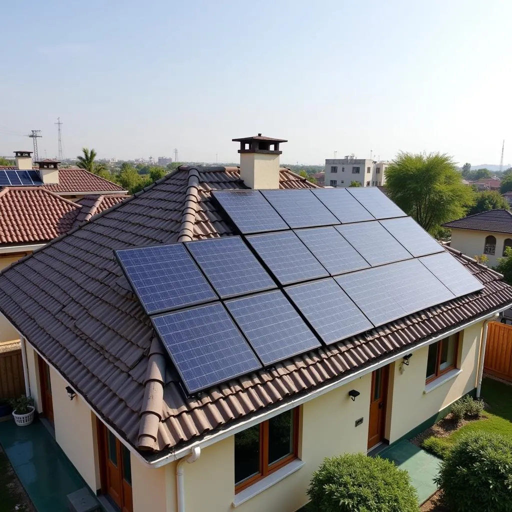 Solar panel installation on a Pakistani rooftop