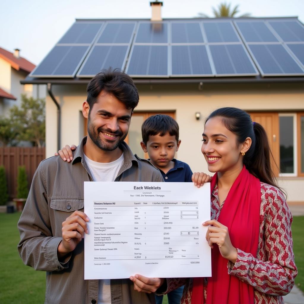 Pakistani Family Celebrating Savings on Electricity Bill with Solar Panels