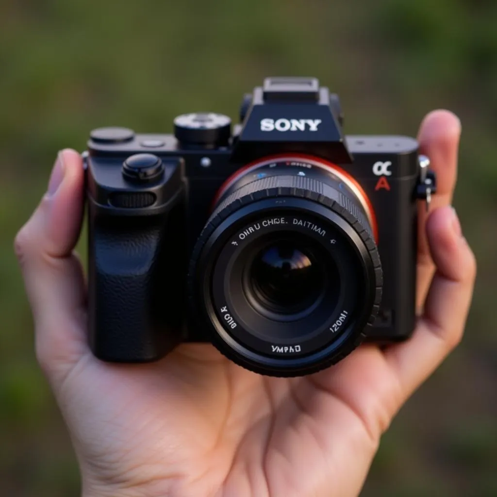 Sony Alpha A6400 held in hand