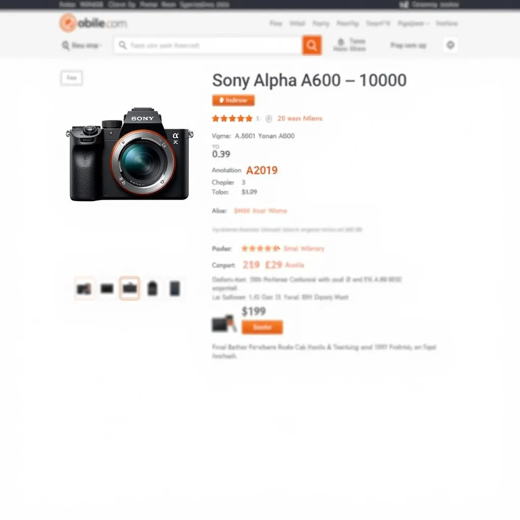 Sony Alpha A6400 listed on an online store