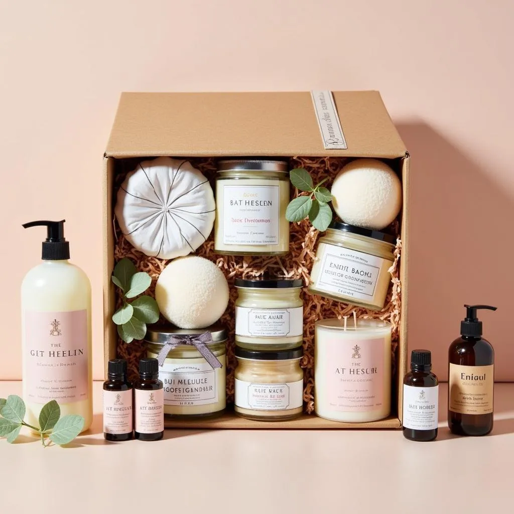 A luxurious spa gift box with a focus on self-care and relaxation.