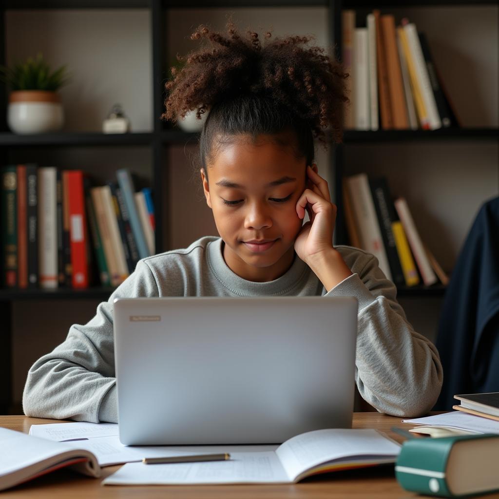 Student Using Lenovo Laptop