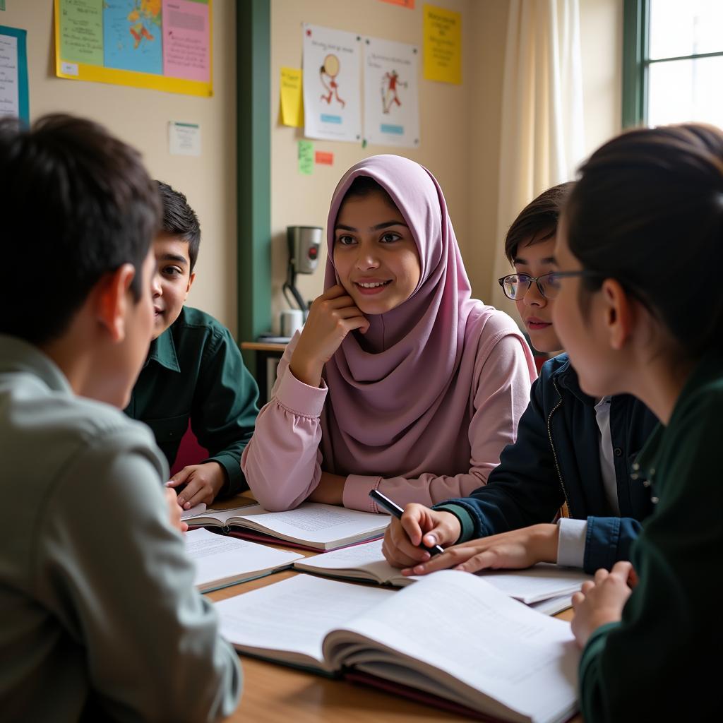 Students Discussing Pakistan Studies