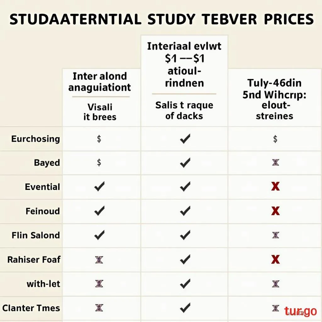 Study Table Price Comparison Chart