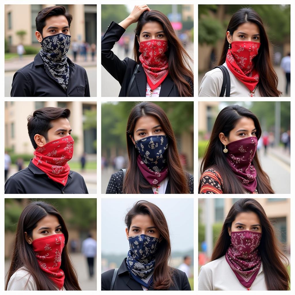 People wearing stylish bandana masks in Pakistan