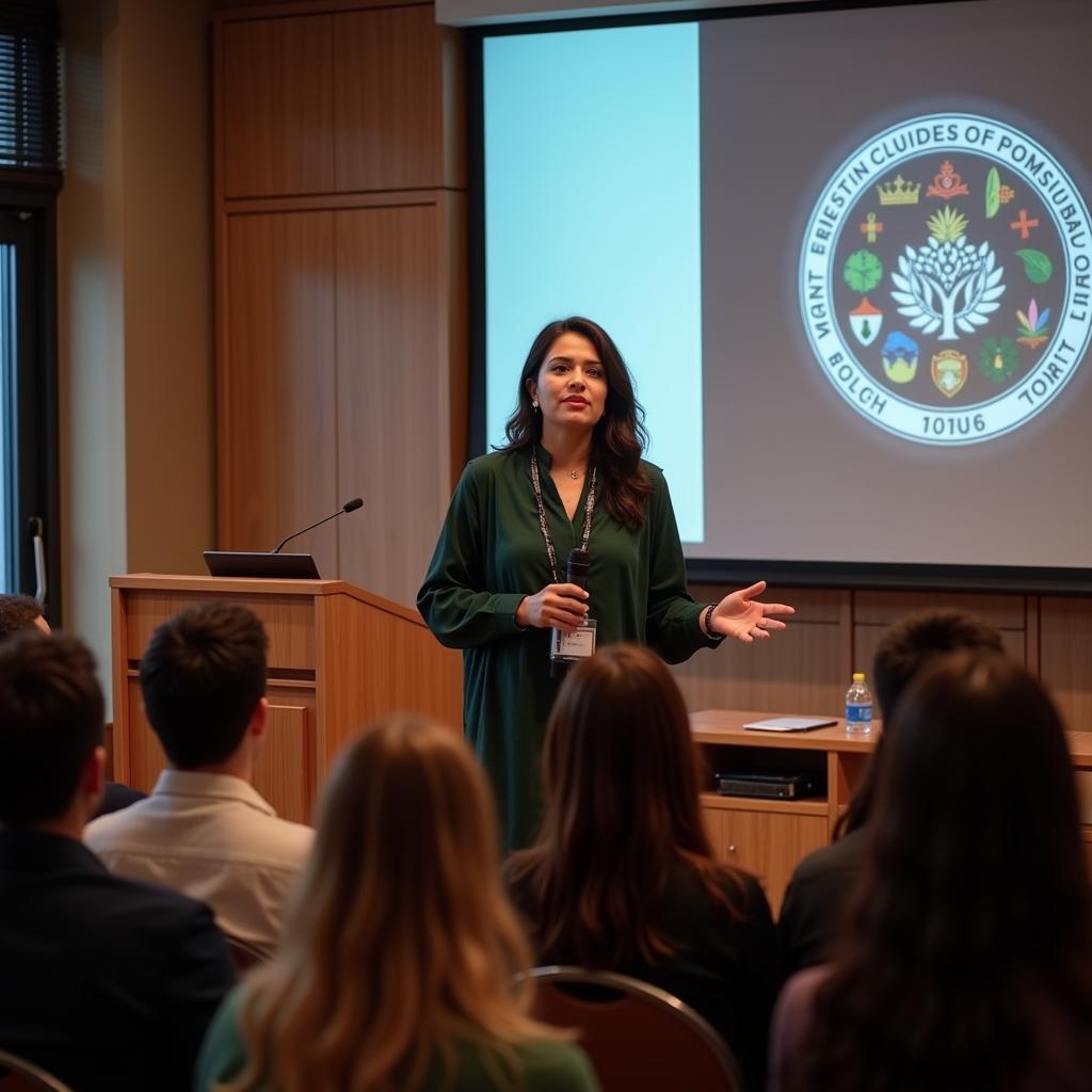 Successful Pakistani Female Entrepreneur Giving a Presentation