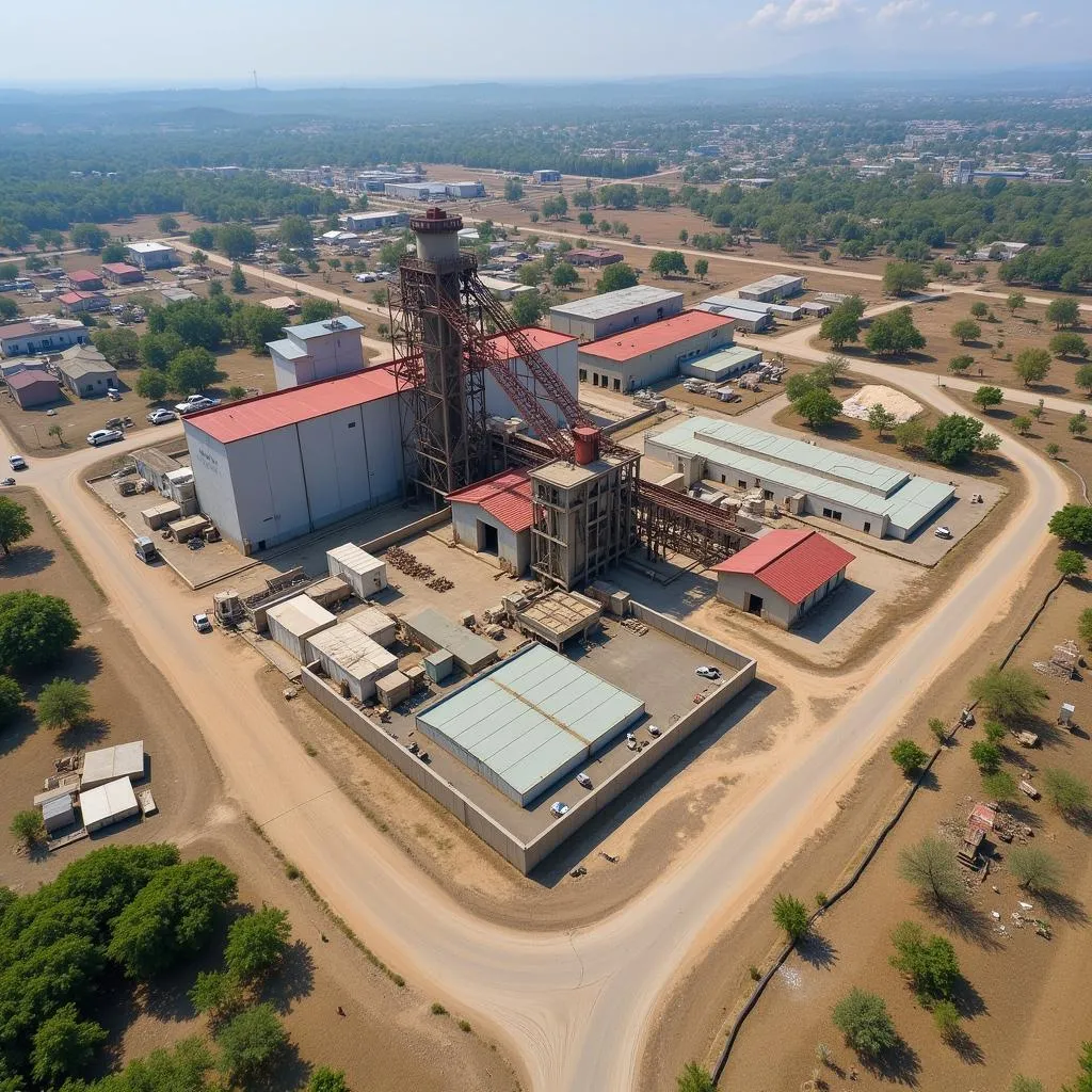 Aerial view of a sugar mill in Pakistan