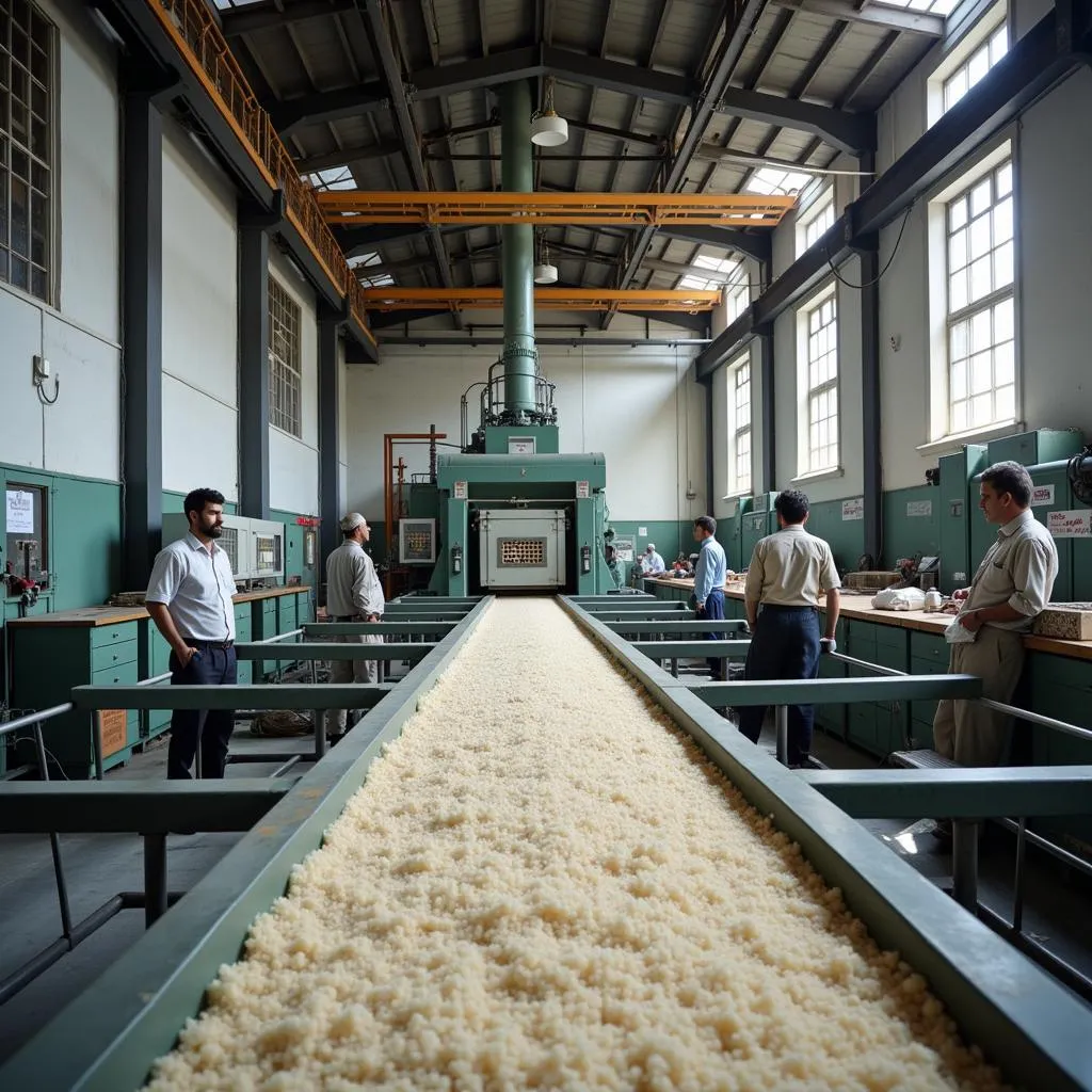 Modern sugar production line inside a Pakistani mill