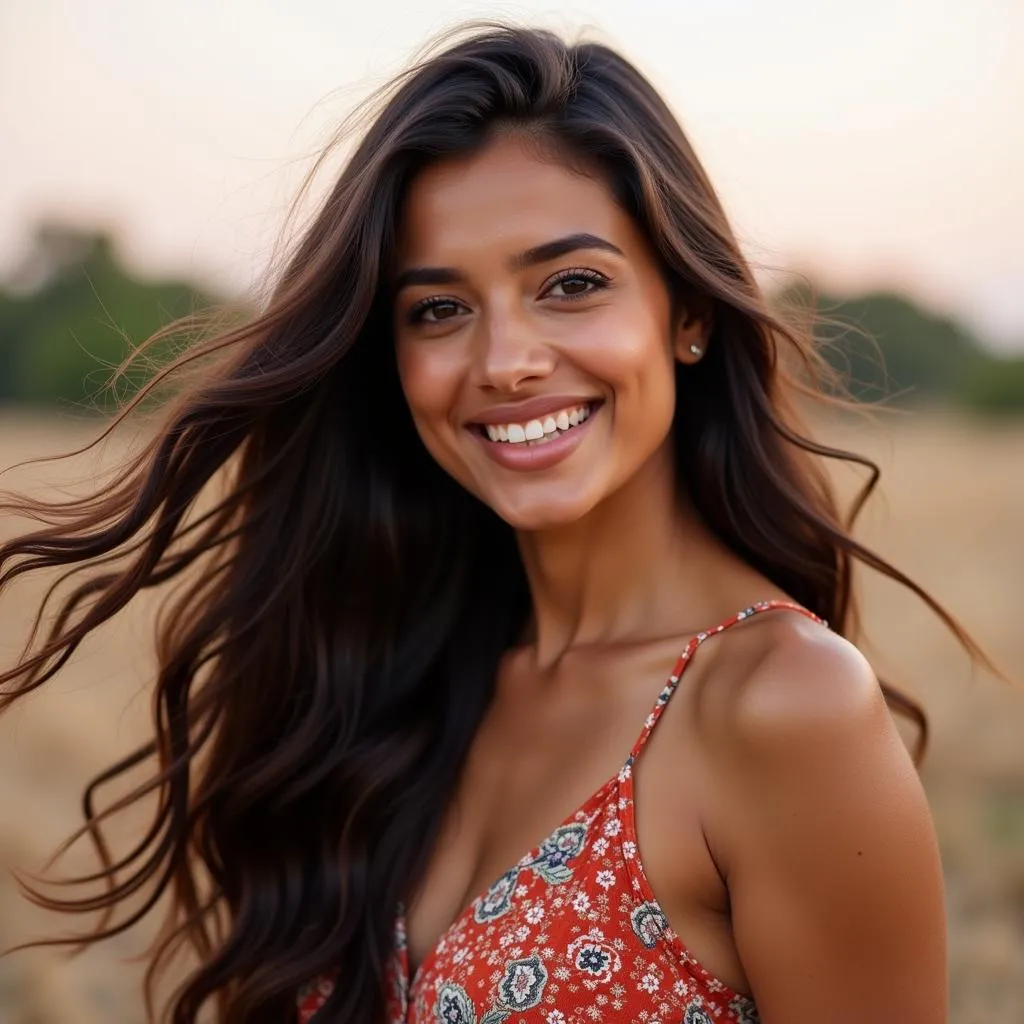 Woman with long, healthy hair in Pakistan