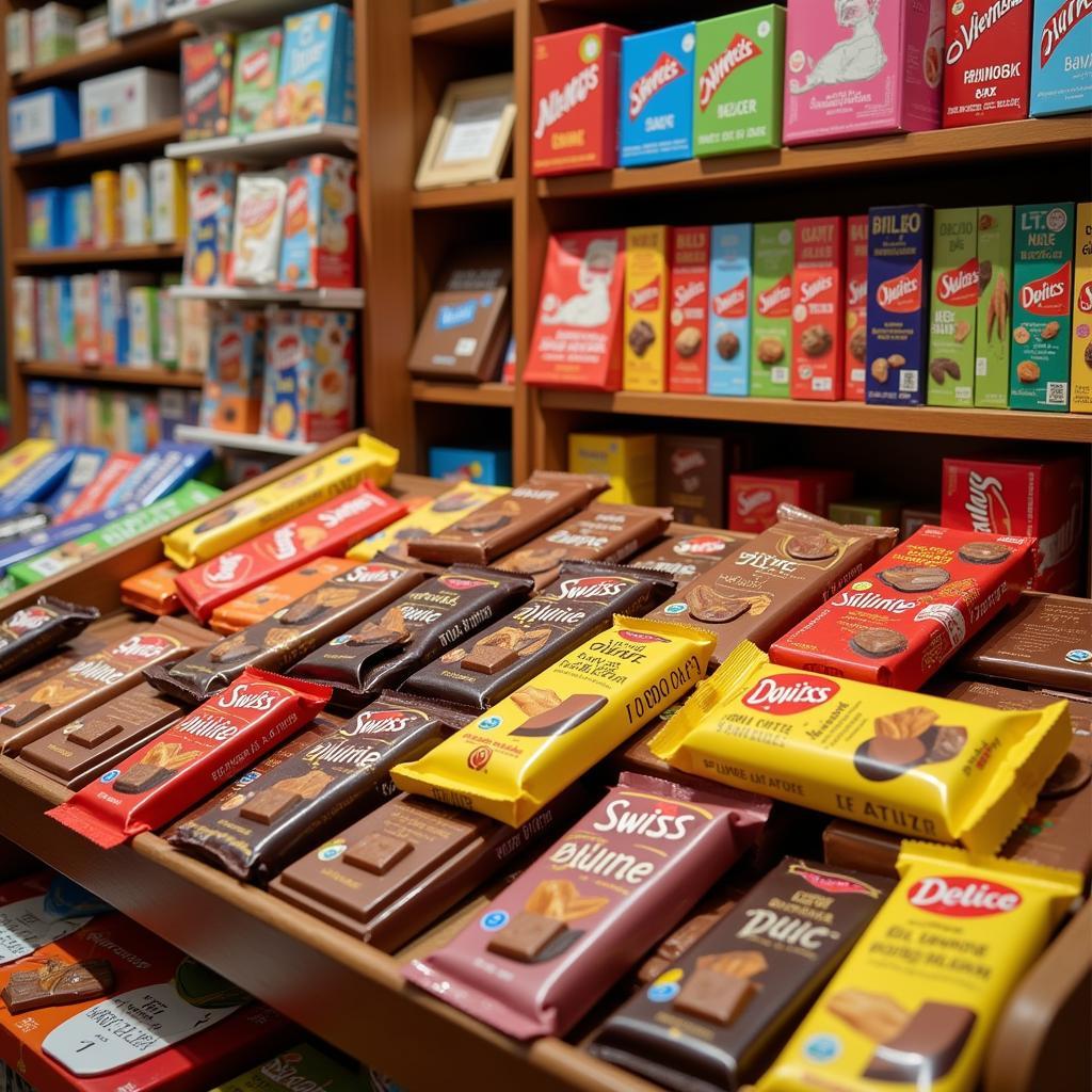 Display of Swiss Delice Chocolate Bars in a Store