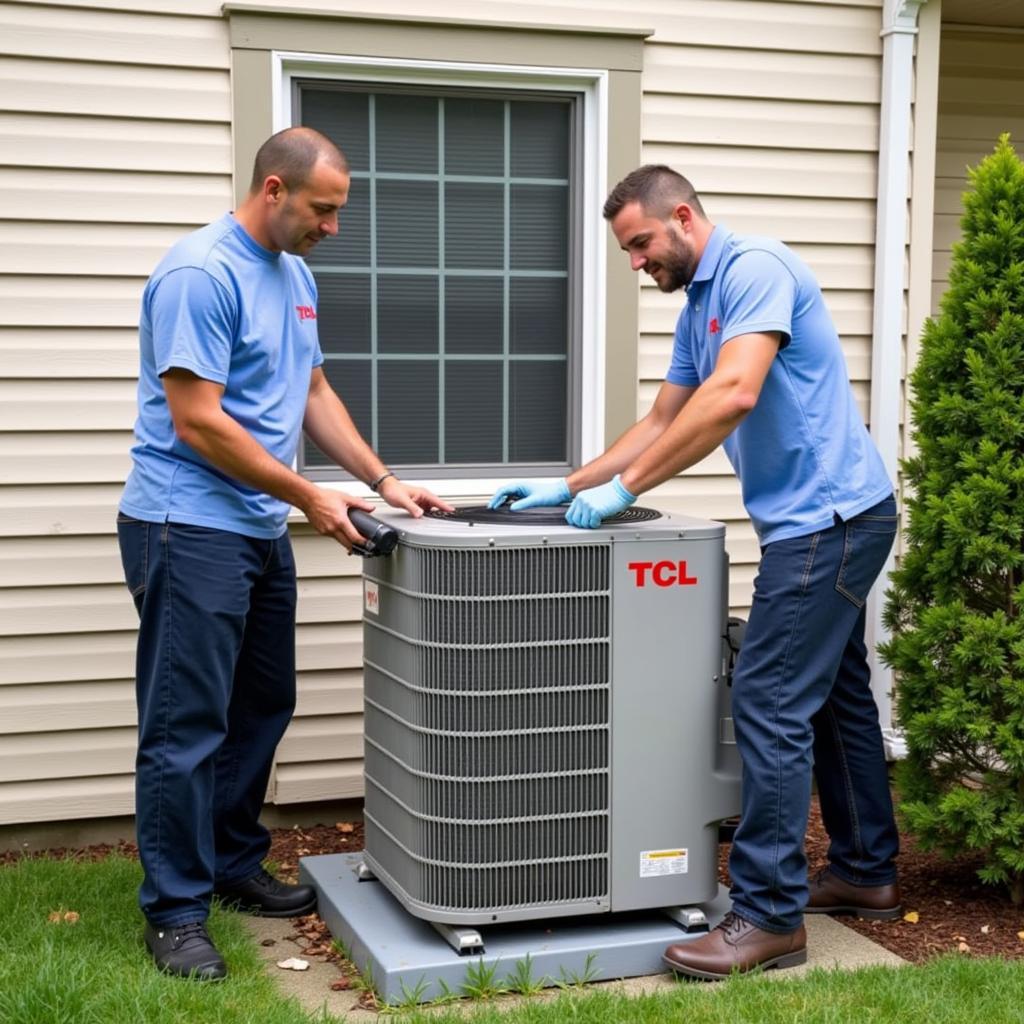 Two Technicians Installing a TCL Inverter AC