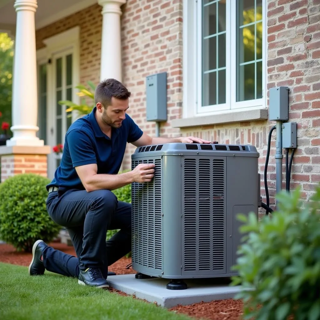 Technician installing a used AC