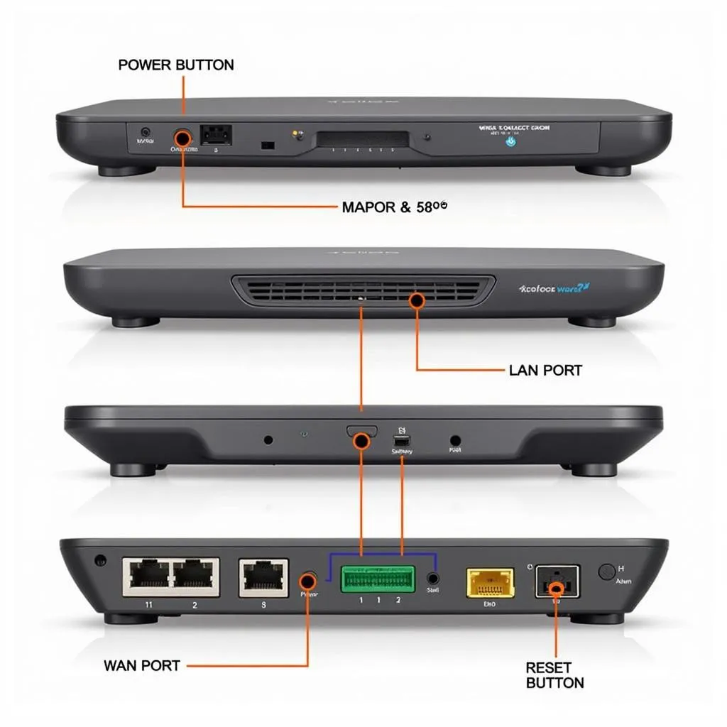 Close-up of Tenda router features