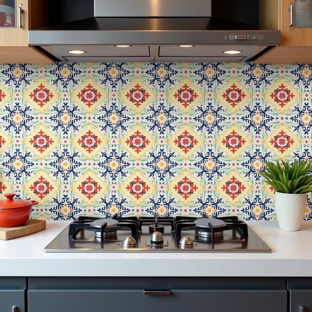 Tile stickers in a Pakistani kitchen