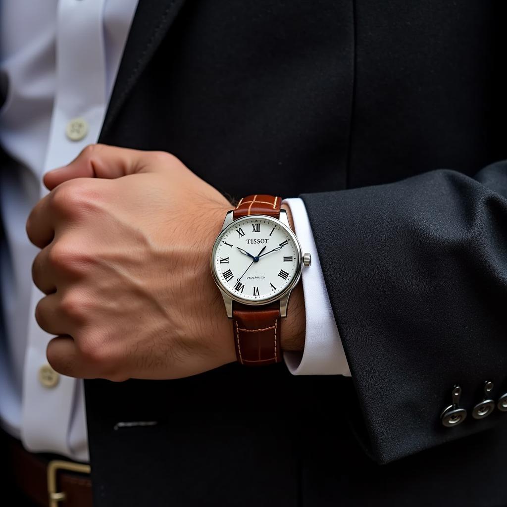 Tissot Automatic Chain Watch with Leather Strap