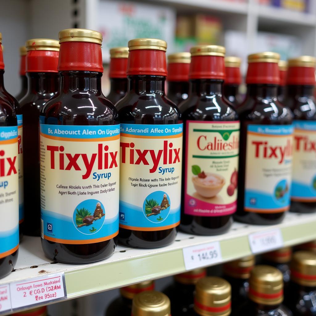 Tixylix Syrup on a Pharmacy Shelf in Pakistan