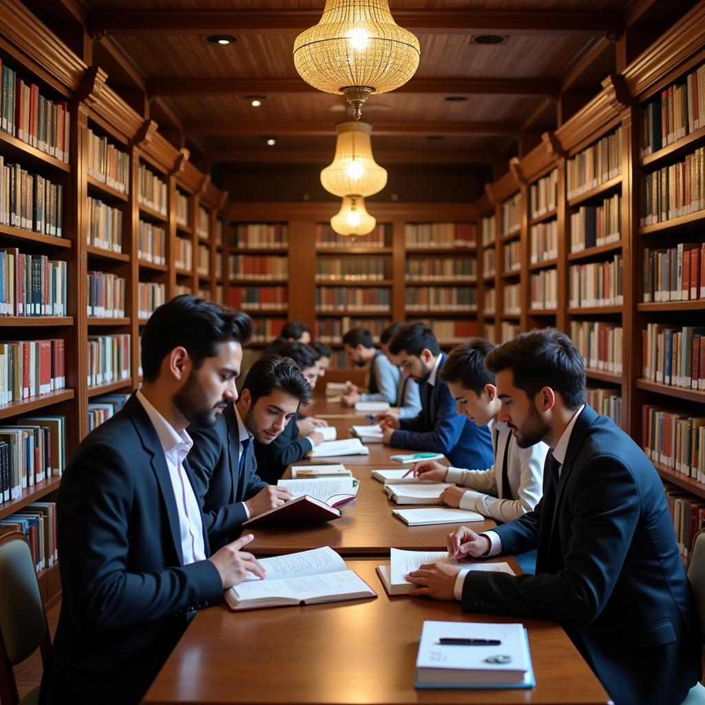 Top Law Universities in Pakistan: Students studying in a library