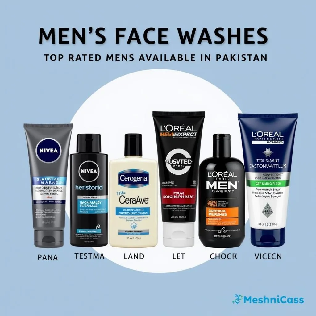 Product lineup of top men's face washes available in Pakistan