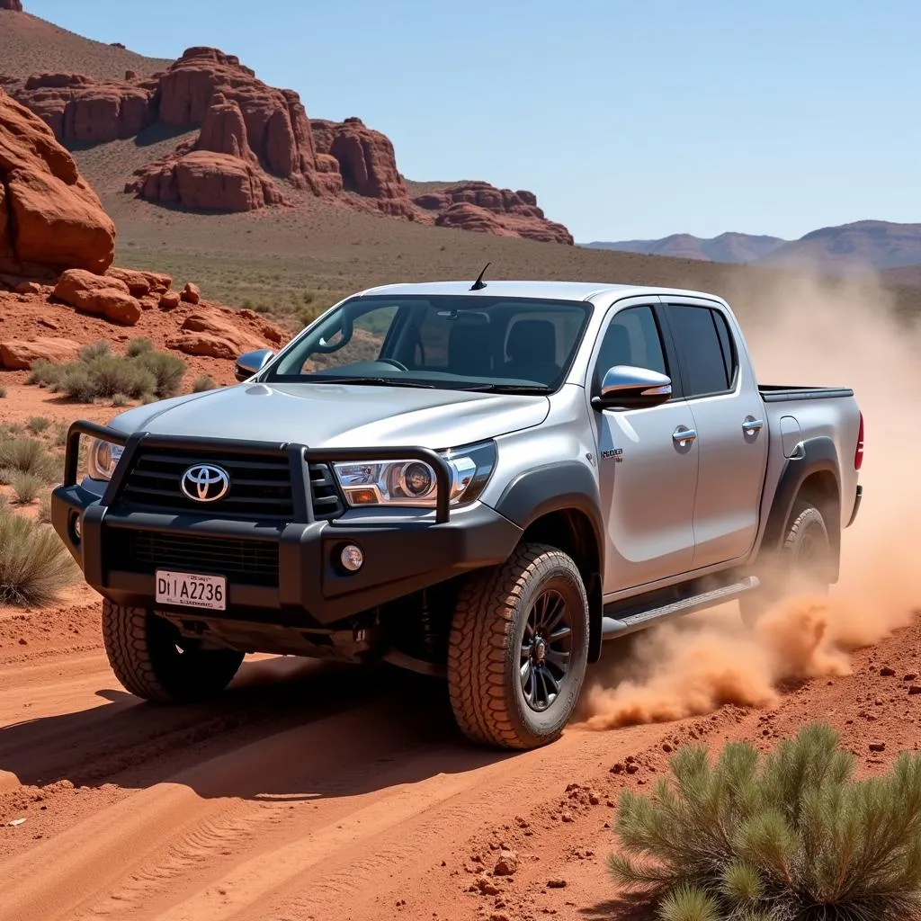 Toyota Hilux conquering rugged terrain