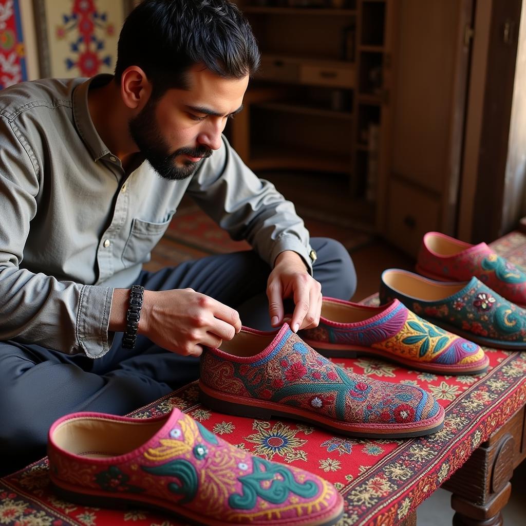 Artisans Crafting Traditional Pakistani Shoes