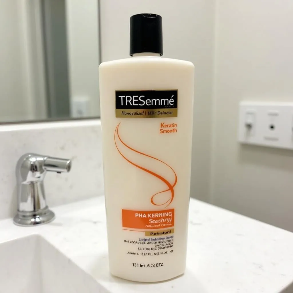 Tresemme Keratin Smooth Shampoo bottle on display