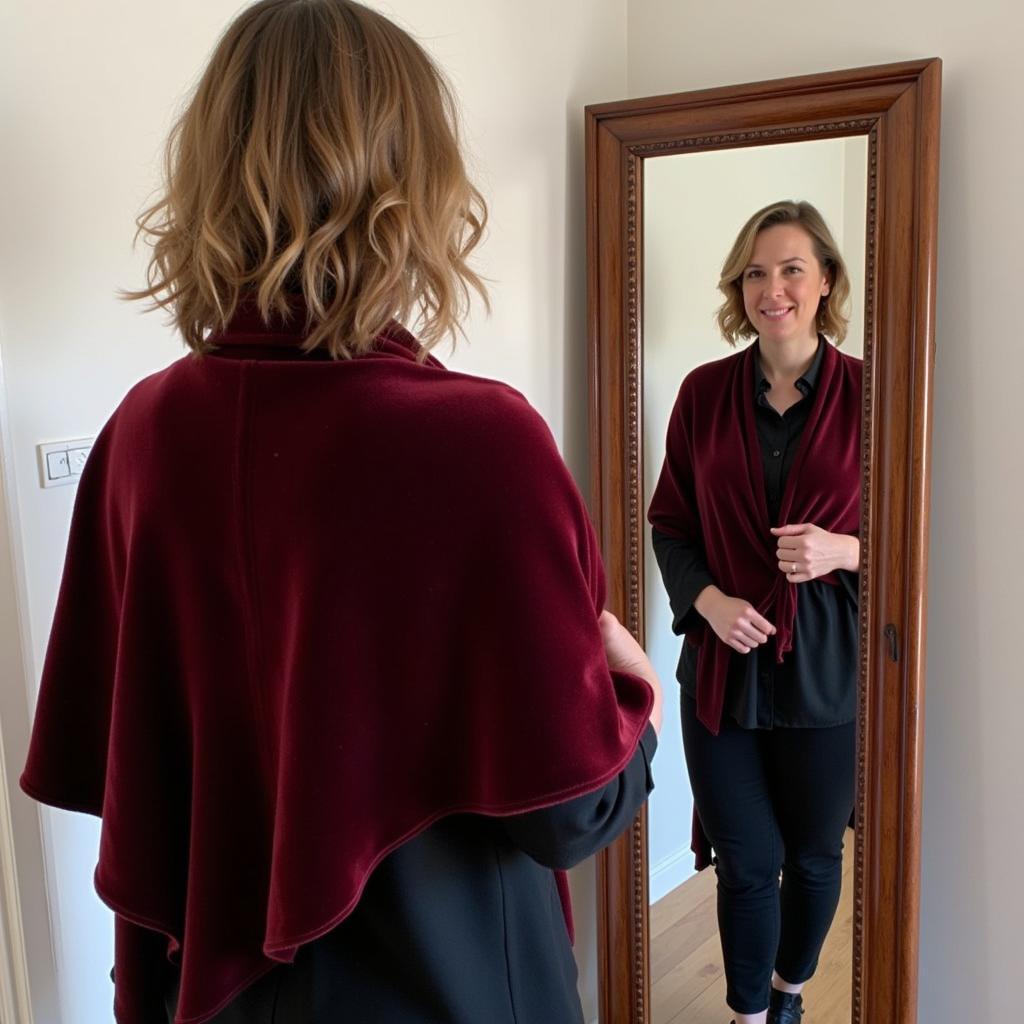 Trying on a Velvet Shawl