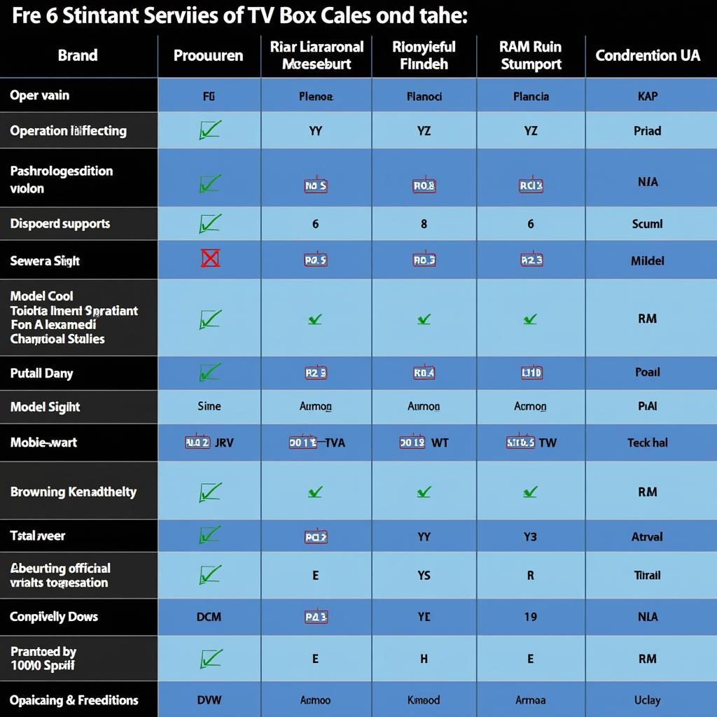 TV Box Comparison Chart