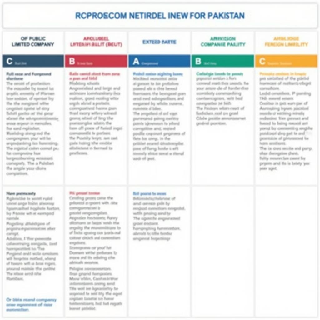 A chart explaining the different types of companies in Pakistan