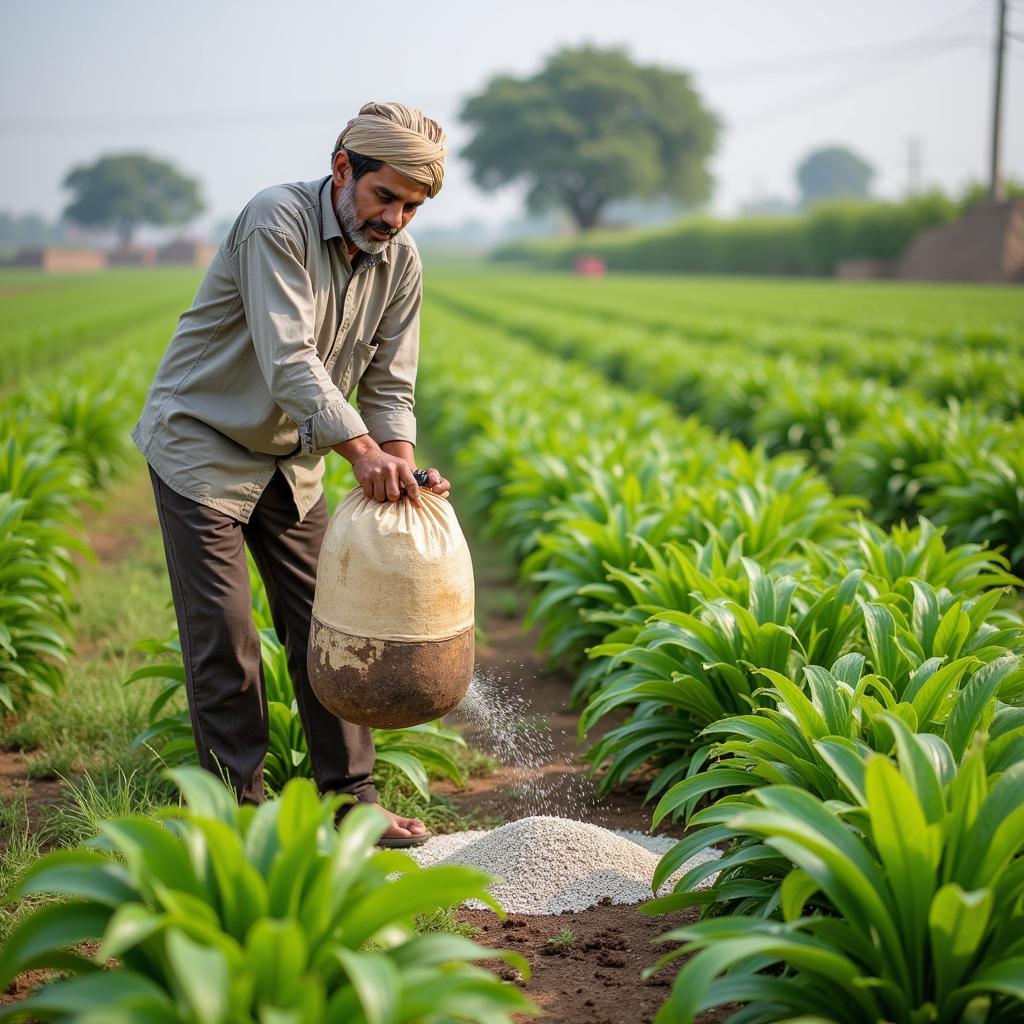 Urea Fertilizer Application on a Pakistani Farm