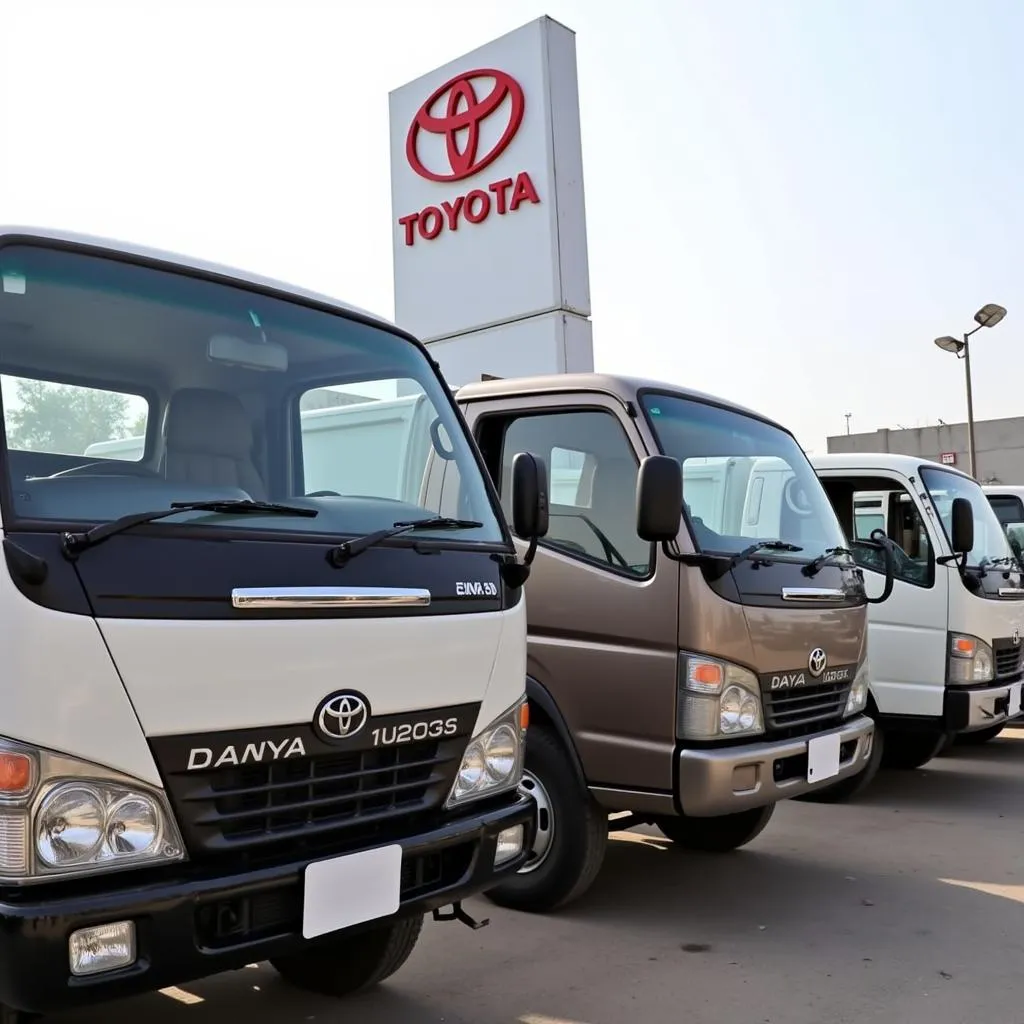 Used Toyota Dyna Trucks at a Dealership in Pakistan