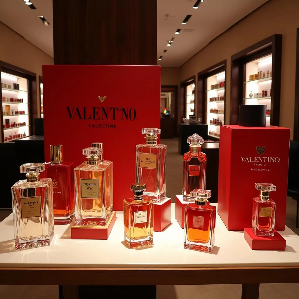 Valentino Perfume Bottles Displayed in a Pakistani Store