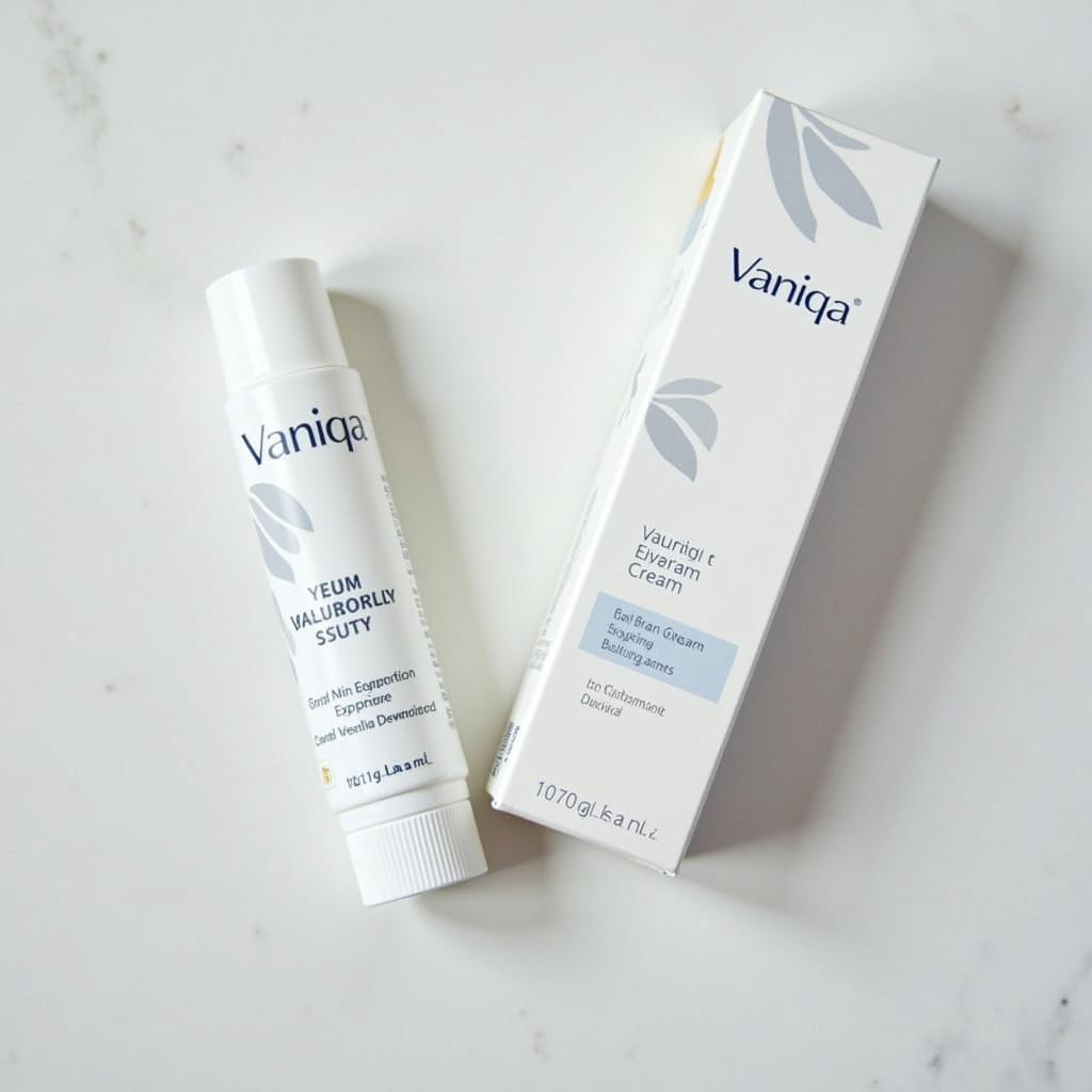 Vaniqa cream packaging and tube