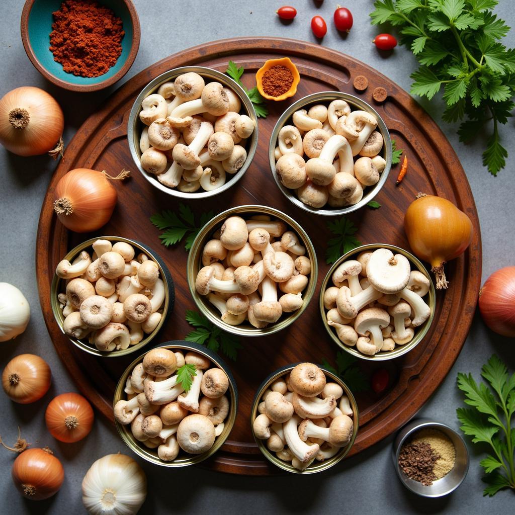 Variety of Mushroom Tins in a Pakistani Kitchen