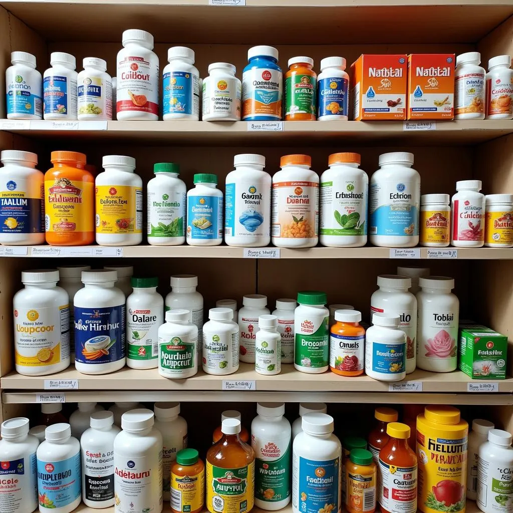 Different types of calcium supplements displayed on a shelf