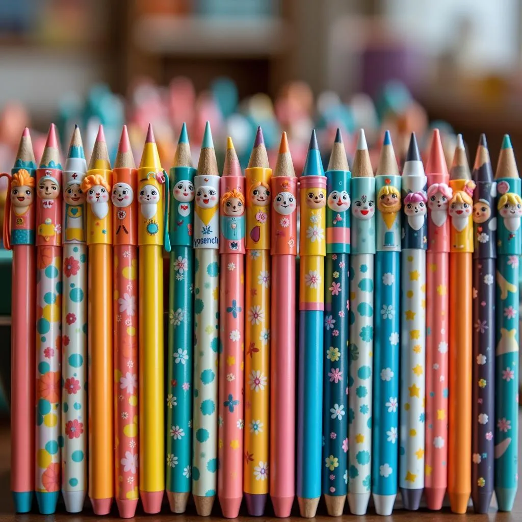 Assortment of cute pens and pencils in different colors and designs available in Pakistan