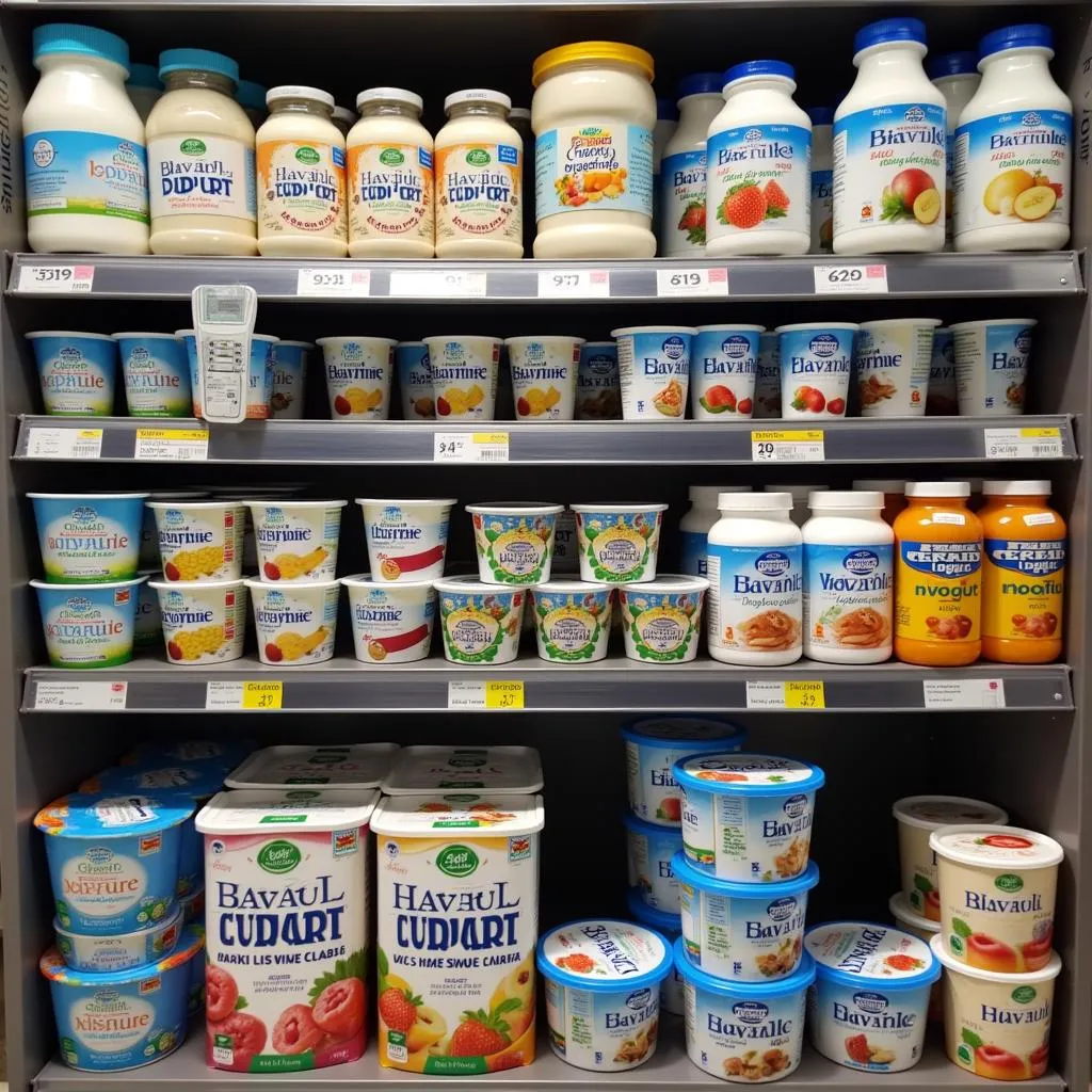 Variety of Greek Yogurt Brands on Supermarket Shelf in Karachi