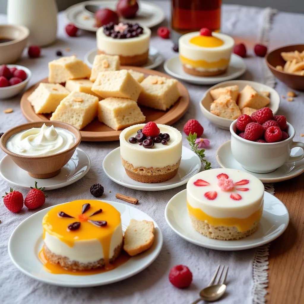 Assortment of Pakistani desserts incorporating fresh cream