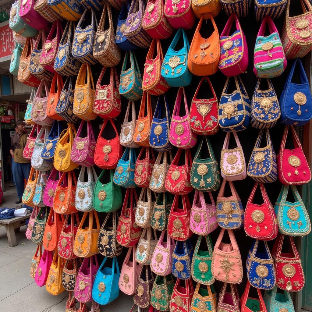 Different styles of potli bags on display