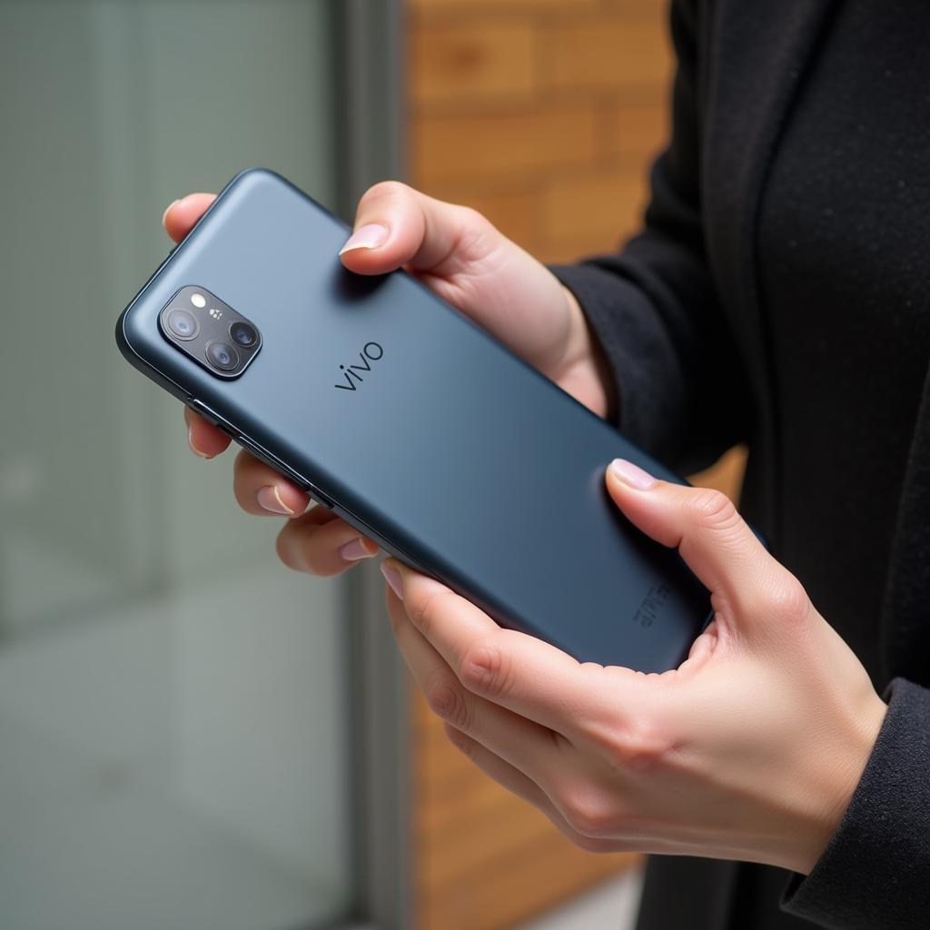 A person holding the sleek Vivo 200MP camera phone