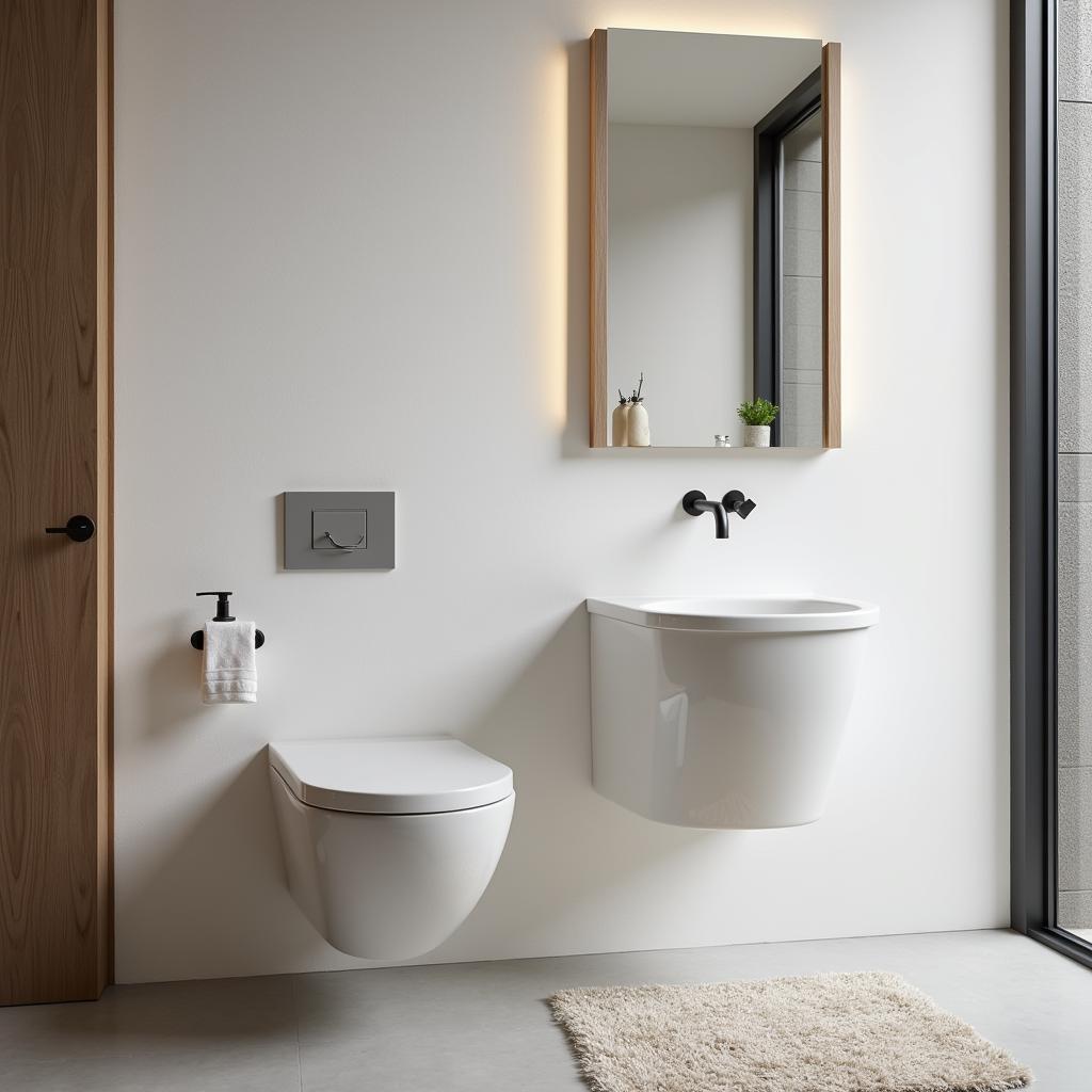 Wall-hung Commode in a Spacious Bathroom