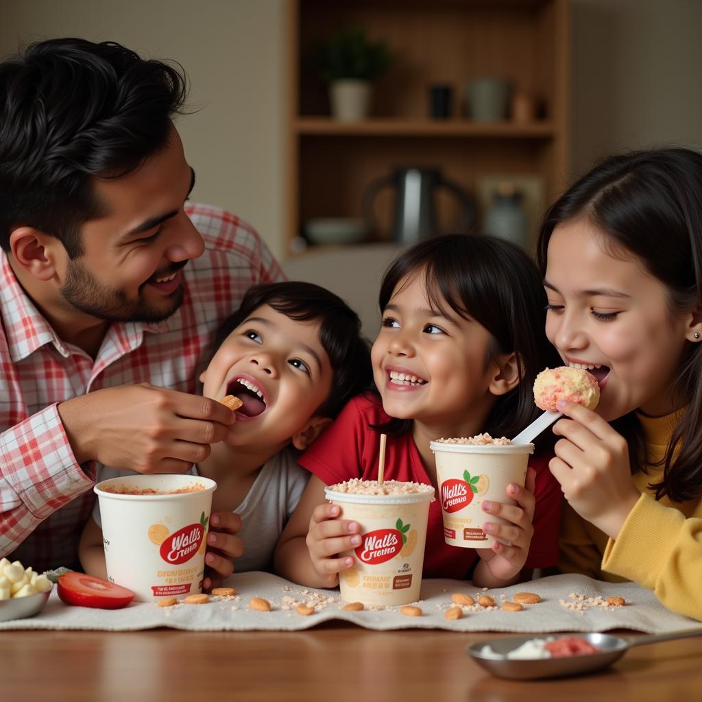 Pakistani Family Enjoying Walls Ice Cream