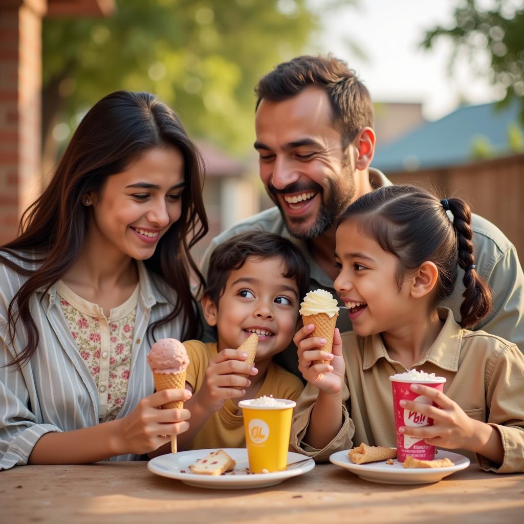 Pakistani Family Enjoying Walls Ice Cream