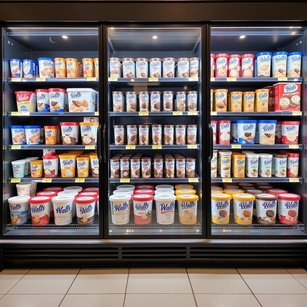 Walls Ice Cream Tub on Supermarket Shelf