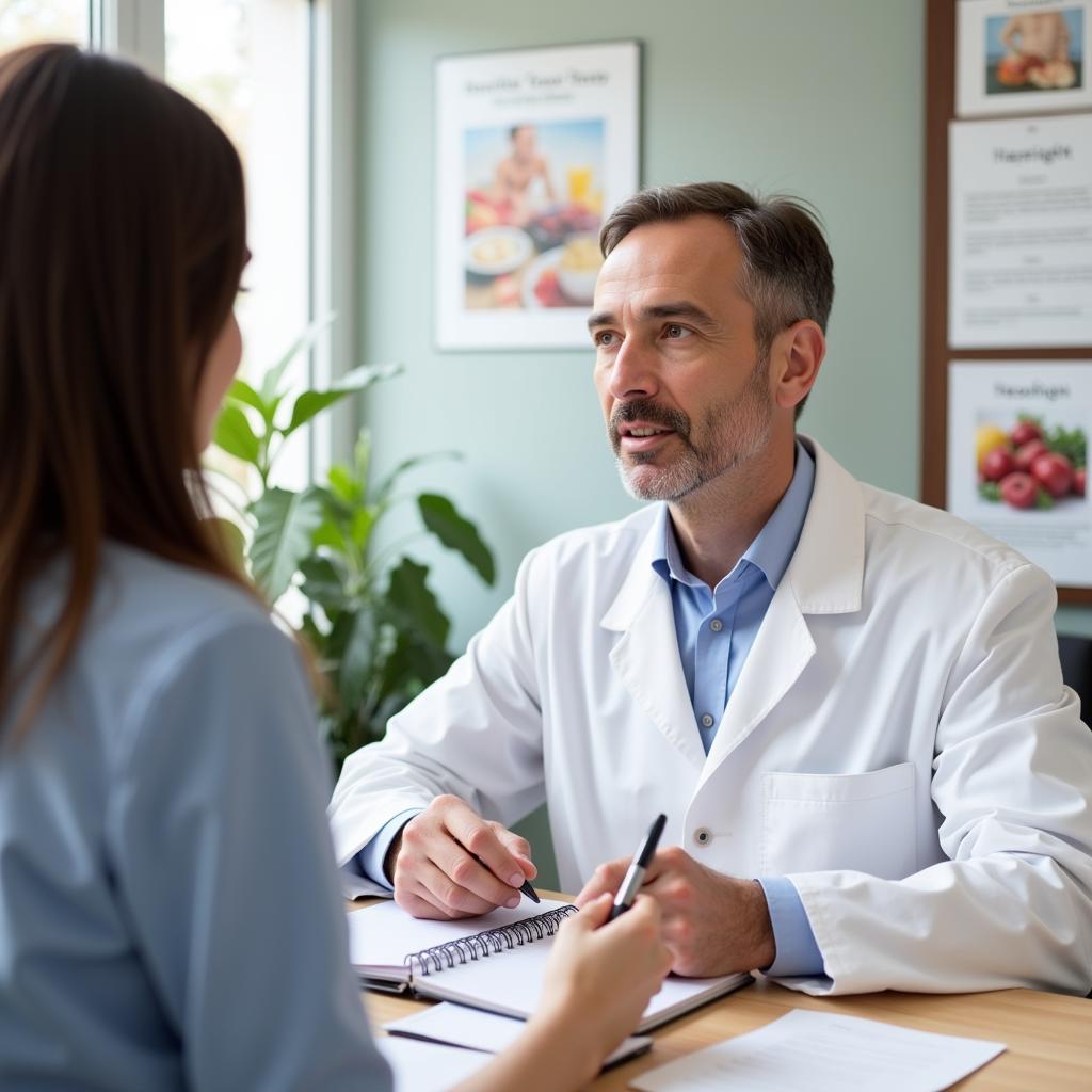 A doctor consulting a patient about weight loss in Pakistan